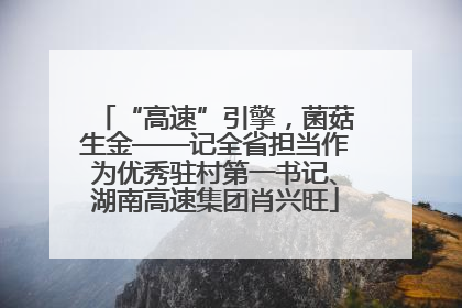 “高速”引擎，菌菇生金——记全省担当作为优秀驻村第一书记、湖南高速集团肖兴旺