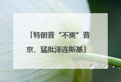 特朗普“不爽”普京、猛批泽连斯基