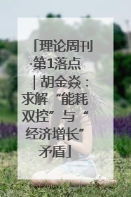 理论周刊·第1落点｜胡金焱：求解“能耗双控”与“经济增长”矛盾
