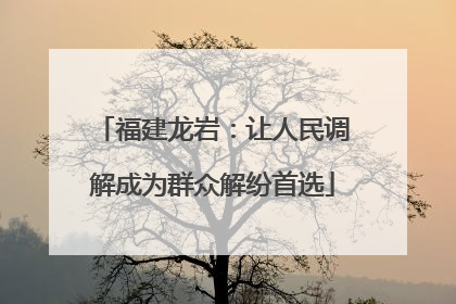 福建龙岩：让人民调解成为群众解纷首选