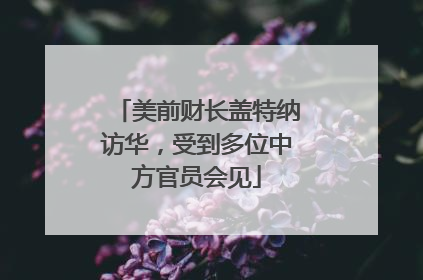 美前财长盖特纳访华，受到多位中方官员会见
