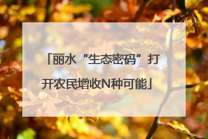 丽水“生态密码”打开农民增收N种可能