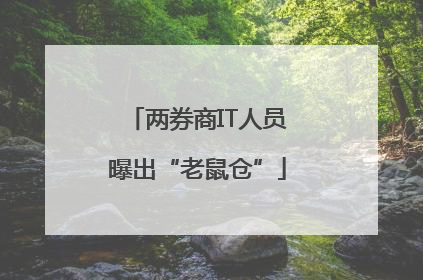两券商IT人员曝出“老鼠仓”