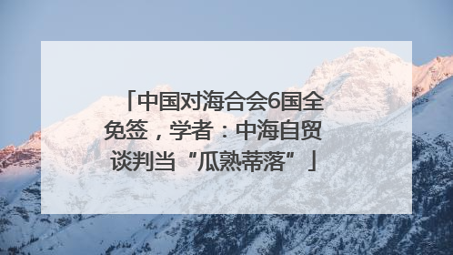 中国对海合会6国全免签，学者：中海自贸谈判当“瓜熟蒂落”
