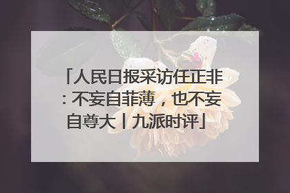人民日报采访任正非：不妄自菲薄，也不妄自尊大丨九派时评