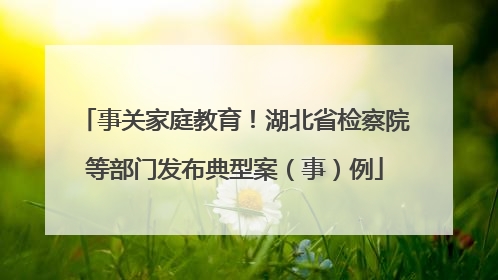 事关家庭教育！湖北省检察院等部门发布典型案（事）例
