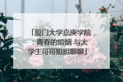厦门大学嘉庚学院：青春的烦恼 与大学生哥哥姐姐聊聊