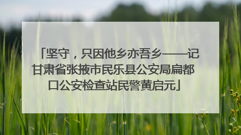 坚守，只因他乡亦吾乡——记甘肃省张掖市民乐县公安局扁都口公安检查站民警黄启元