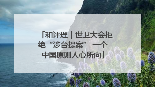 和评理｜世卫大会拒绝“涉台提案” 一个中国原则人心所向