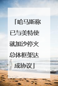 哈马斯称已与美特使就加沙停火总体框架达成协议