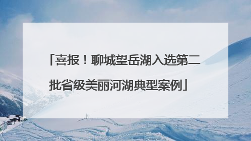 喜报！聊城望岳湖入选第二批省级美丽河湖典型案例