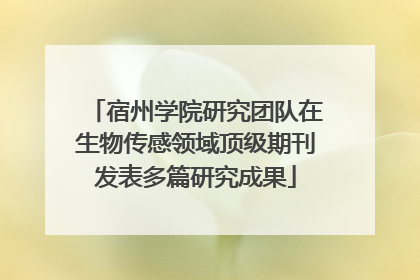 宿州学院研究团队在生物传感领域顶级期刊发表多篇研究成果