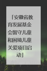 安徽省教育发展基金会留守儿童和困境儿童关爱项目启动