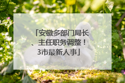 安徽多部门局长、主任职务调整！3市最新人事