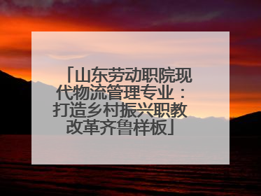 山东劳动职院现代物流管理专业：打造乡村振兴职教改革齐鲁样板