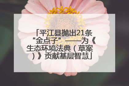 平江县抛出21条“金点子”——为《生态环境法典（草案）》贡献基层智慧
