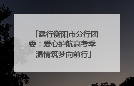 建行衡阳市分行团委：爱心护航高考季 温情筑梦向前行