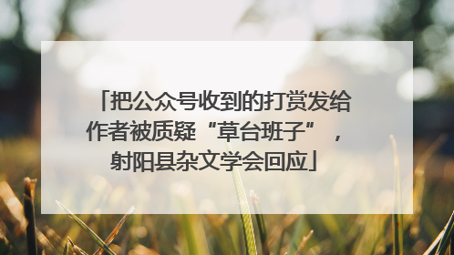 把公众号收到的打赏发给作者被质疑“草台班子”，射阳县杂文学会回应