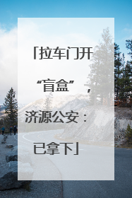 拉车门开“盲盒”，济源公安：已拿下