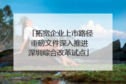 拓宽企业上市路径 重磅文件深入推进深圳综合改革试点