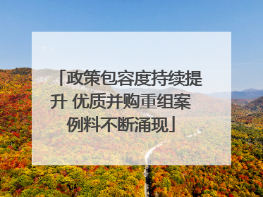 政策包容度持续提升 优质并购重组案例料不断涌现