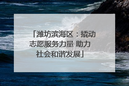 潍坊滨海区：撬动志愿服务力量 助力社会和谐发展