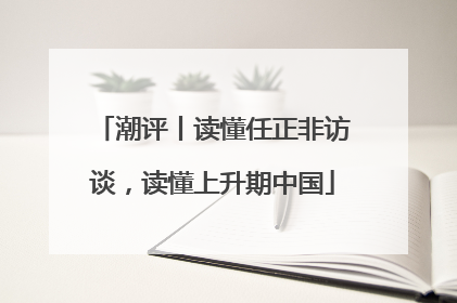潮评丨读懂任正非访谈，读懂上升期中国