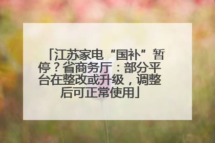 江苏家电“国补”暂停？省商务厅：部分平台在整改或升级，调整后可正常使用