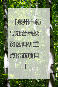 泉州市领导赴台商投资区调研重点招商项目
