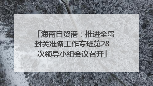 海南自贸港：推进全岛封关准备工作专班第28次领导小组会议召开