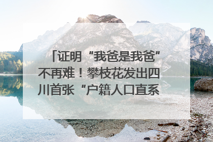 证明“我爸是我爸”不再难！攀枝花发出四川首张“户籍人口直系亲属关系谱”