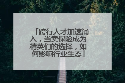 跨行人才加速涌入，当卖保险成为精英们的选择，如何影响行业生态