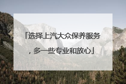 选择上汽大众保养服务，多一些专业和放心
