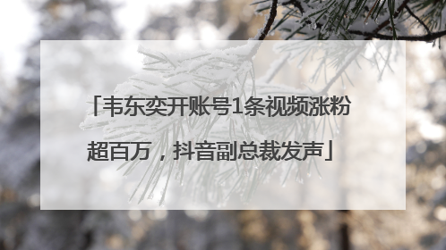 韦东奕开账号1条视频涨粉超百万，抖音副总裁发声