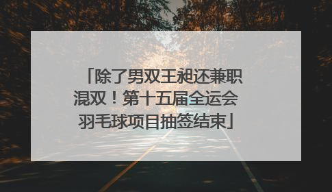 除了男双王昶还兼职混双！第十五届全运会羽毛球项目抽签结束
