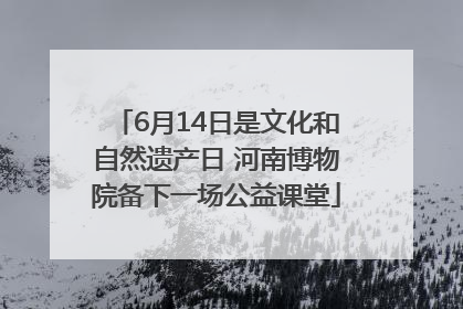 6月14日是文化和自然遗产日 河南博物院备下一场公益课堂